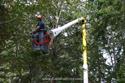 Bucket truck tree removal, pruning and chipping on Bank Street in Harwich Port.